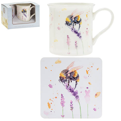 Country Bees Mug and Coaster Set