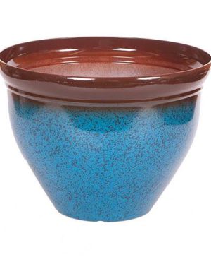 Ceramic Look Planter 39.5cm (15.5in) Mottled Blue