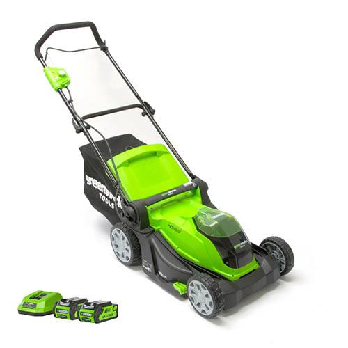 Greenworks 40v 40cm Walk Behind Mower with 2 x 2Ah Batteries and Charger
