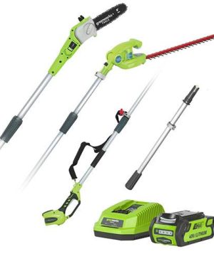 Greenworks 40v Long Reach Hedge Trimmer & Pruner Combo with 2Ah Battery and Charger