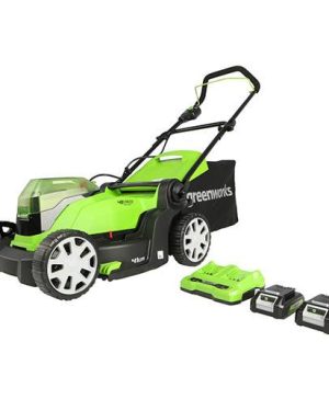 Greenworks 48V 41cm Lawnmower with Two 24v 2Ah Batteries & 2A Charger