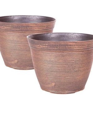 Helix Pair Round Planter 25cm (10in) Warm Copper
