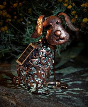 Metal Solar Silhouette Dog Light