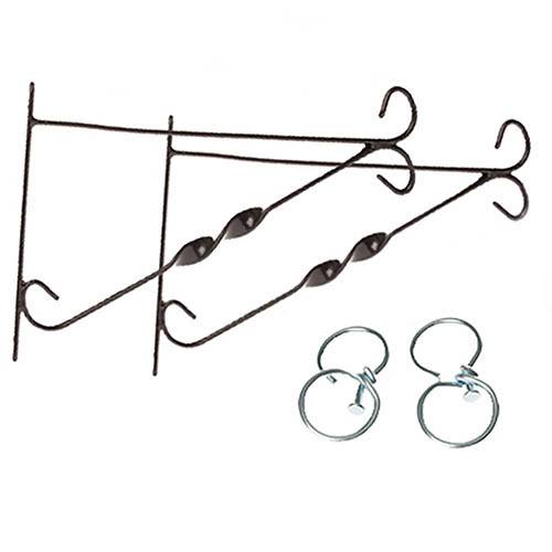 Pair of 12" Hanging basket Brackets with Swivel Hooks