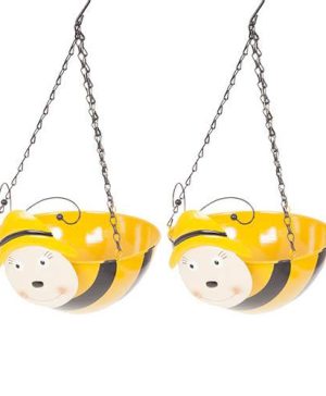 Pair of Bumblebee Wobblehead Hanging Baskets
