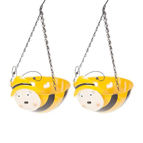 Pair of Bumblebee Wobblehead Hanging Baskets
