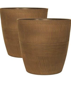Pair of Caramel Sand Thatched Planters