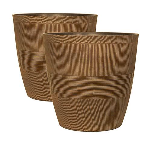 Pair of Caramel Sand Thatched Planters