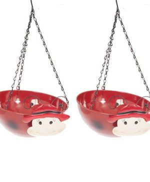 Pair of Ladybird Wobblehead Hanging Baskets