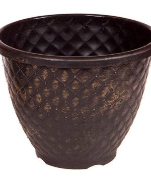 Pinecone Round Planter 28cm (11in) Black with Gold
