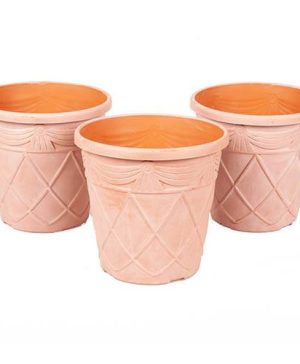 Set of 3 Tuscany Roman Round Planters 25cm (10in)  Aged Terracotta
