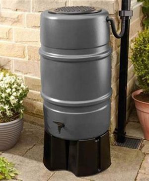 227L Water Butt with Stand and Diverter Kit-Grey